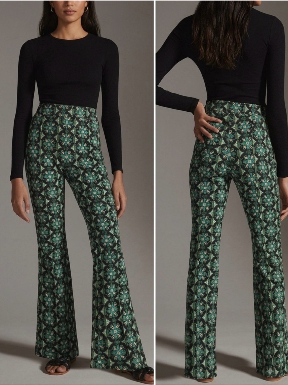 Maeve x Anthropologie The Sabine Floral Print Jacquard Kick Flare Pant Small